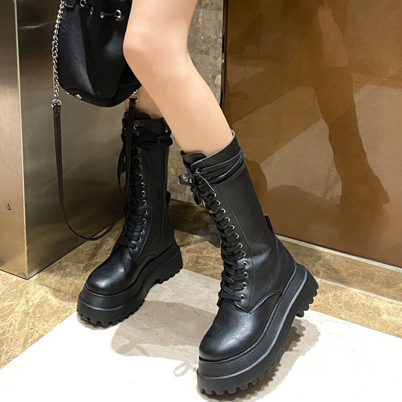 

Lucyever autumn chunky platform boots 2020 fashion rentals up to leather from the plutonium mid-calf black woman goth punk women's FQXS