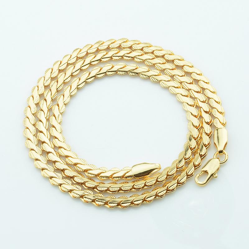 

Chains 1pcs 5mm Women Men Yellow Gold Color Weaving Necklace 45cm 60cm Jewelry