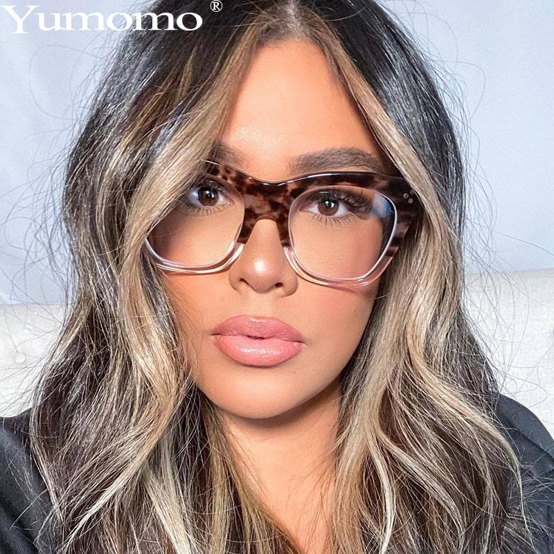 

2021 Square Optical Glasses Eyeglasses Women Fashion Oversized Glasses Frames Clear Myopia Prescription Frame