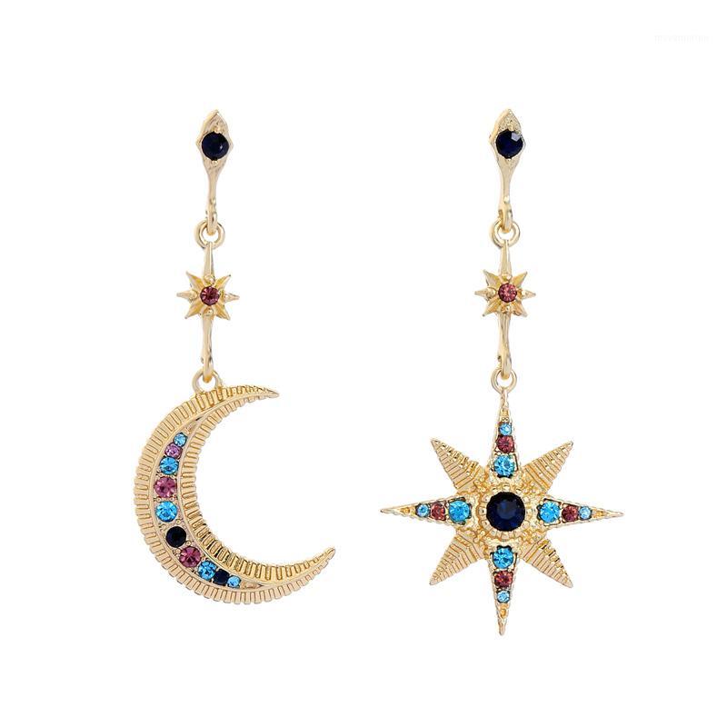 

BALANBIU Bohemia Ethnic Moon Star Dangle Earrings For Women Charm Asymmetric Crystal Ear Clip 2020 Fashion Jewelry Accessories1