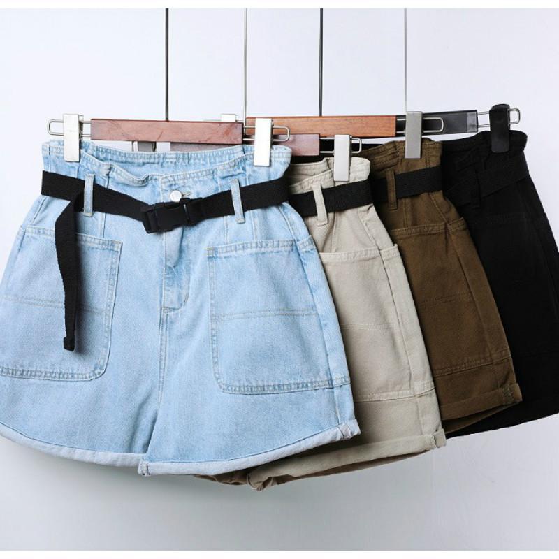 

Summer new high-waist shorts women's multi-color optional denim shorts with belts, huge thin, wide-leg waist , 2020 women, 01