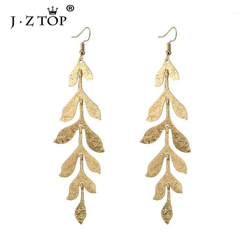 

Dangle & Chandelier Jztop Ladies Gold Leaf Drop Earrings For Women Simple Metal Fish Tail Elegant Long Tassel Earring Jewellery1