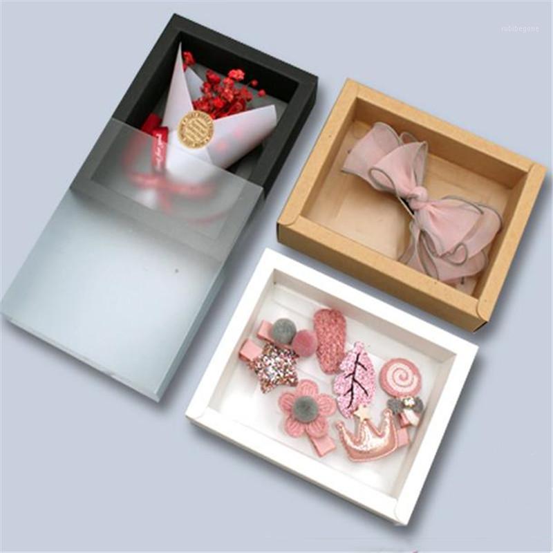 

9x12x3.5cm Frosted White Black Drawer Box Jewelry Gift Box Hair Accessories PVC Packaging Lipstick Dried Flower Gift1