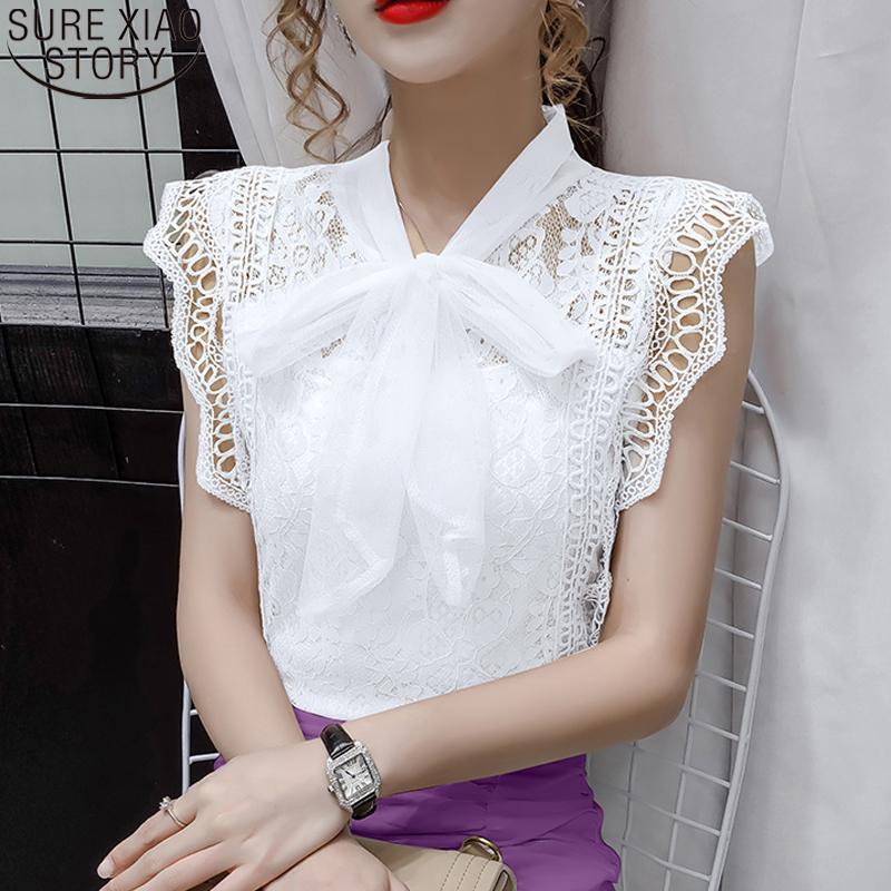 

Sexy Hollow Out Blouses Women White Lace Shirts Short Sleeve Summer Korean Fashion Sleeveless 2021 Womens Tops and Blouses 9811, Apricot