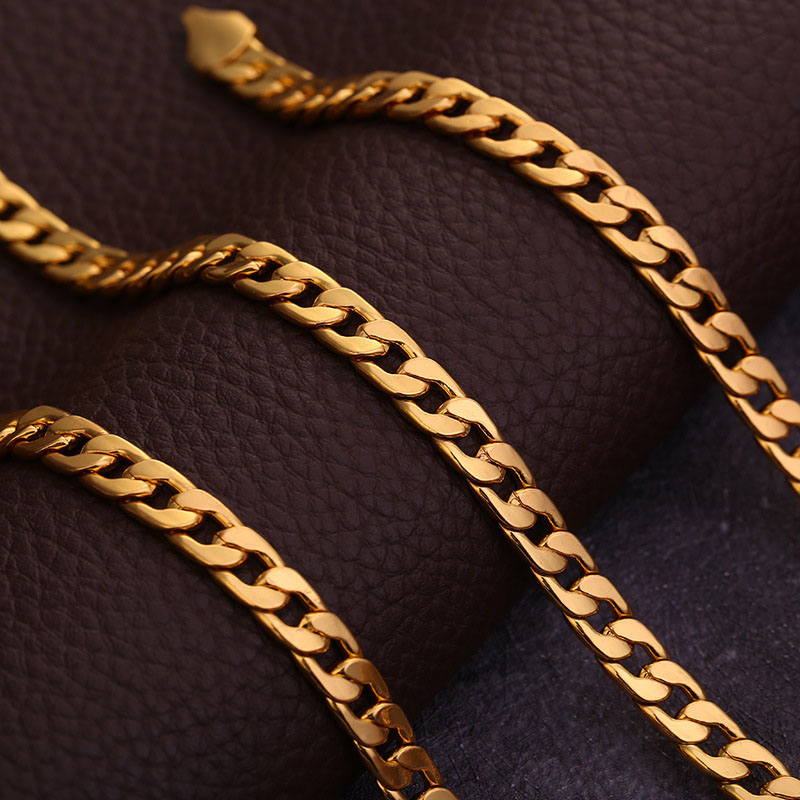 Classic Design High Quality Luxury18K Gold Plated Copper Chains Necklace for Mens Gift-image-614196734