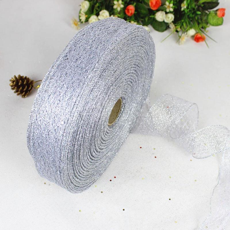 

A roll of Messy net lock dusting Christmas ribbon For Christmas tree decoration ornament 1000 X 5cm tasiemka satynowa #3F1