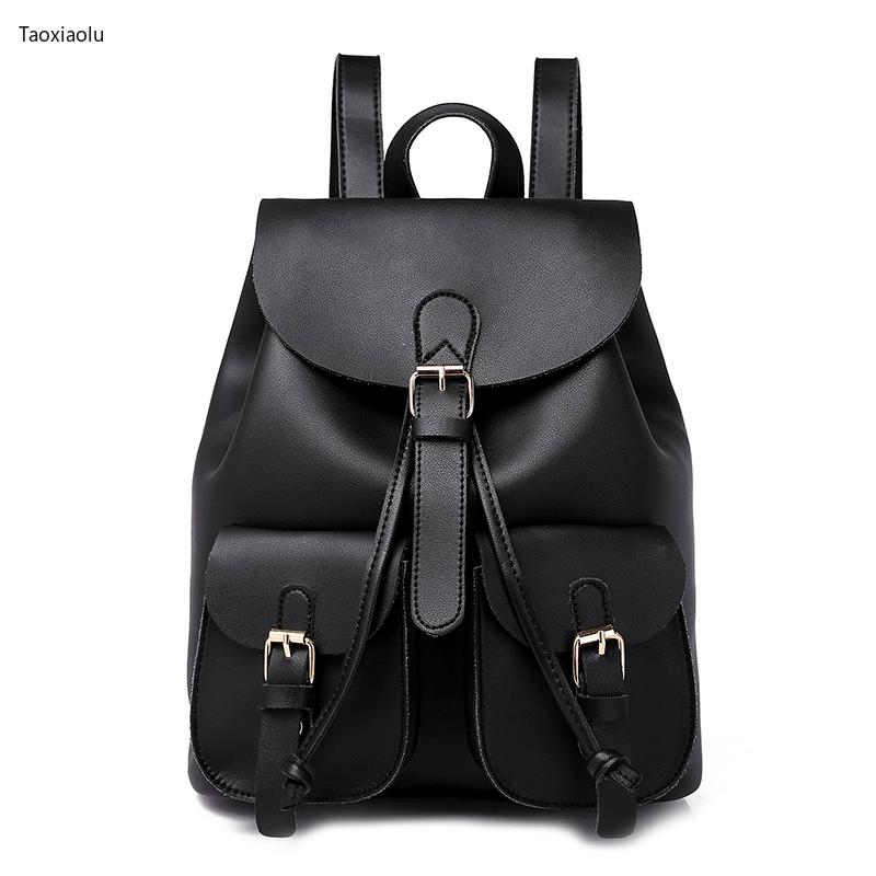 

Women Backpack Pu Leather Bags For Girls Multi-pocket Anti-theft Vintage Small Bags School Shoulder Bagpacks Ladies High Quality, Black
