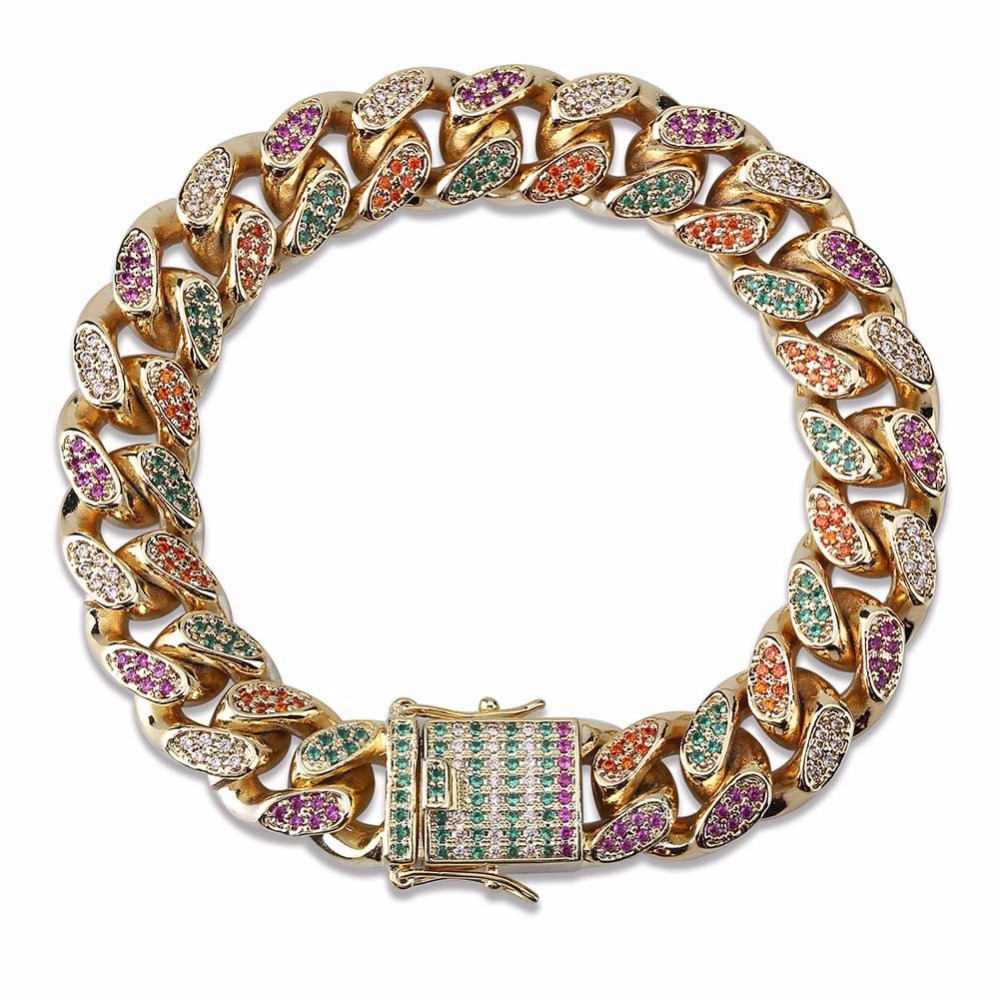 

Out Chain Iced Bracelet for New Man Arrival Colors Miami Micro Pave Zircon Fashion 7-8 Polegada Hip Hop Bracelets Ptqd