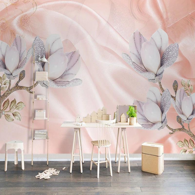 

Custom 3D Stereoscopic Mural Wallpaper Waterproof Silk Jewelry Flower TV Background Wall Paper Bedroom Living Room Papier Peint, As pic
