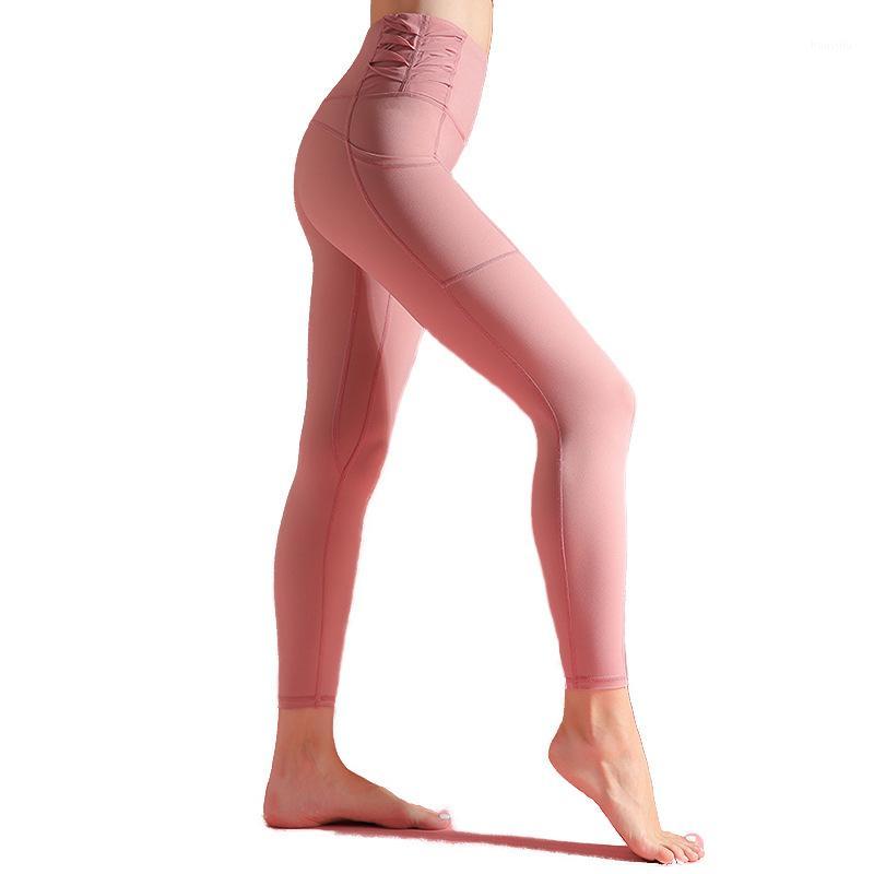

High Waist Close Yoga Pants Joint Fold Tight Running Gym Fitness Leggings Women Sports Clothes1, Black