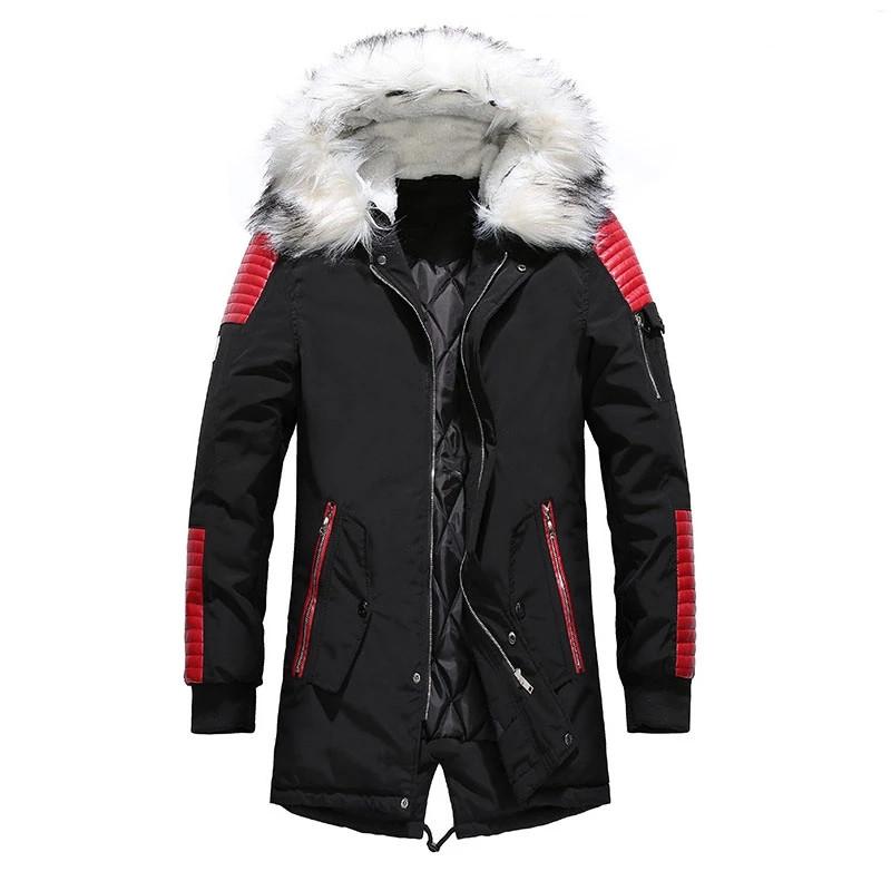 

Winter Hiking Jackets Men Windproof Thick Warm Down Cotton Hooded Coat With Wool Fur collar Outdoor Camping Windbreaker, White