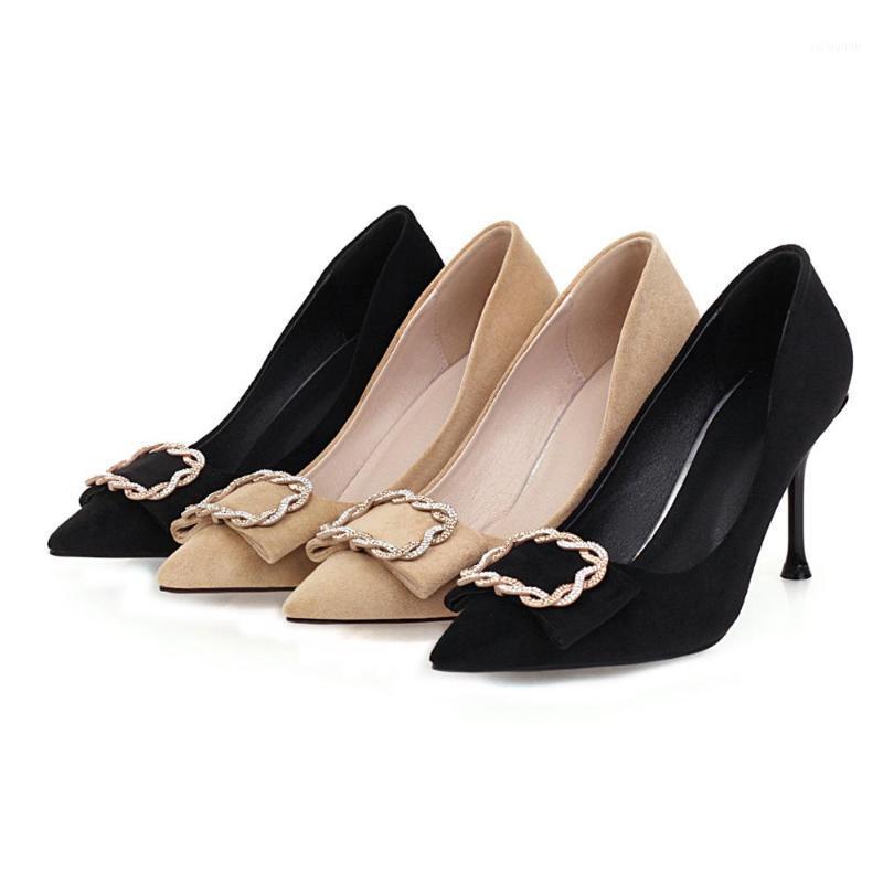 

PQECFS Big size 33-40 high quality hot sale 2020 new fashion women solid pointed toe high heels pumps 2 colors1, Black