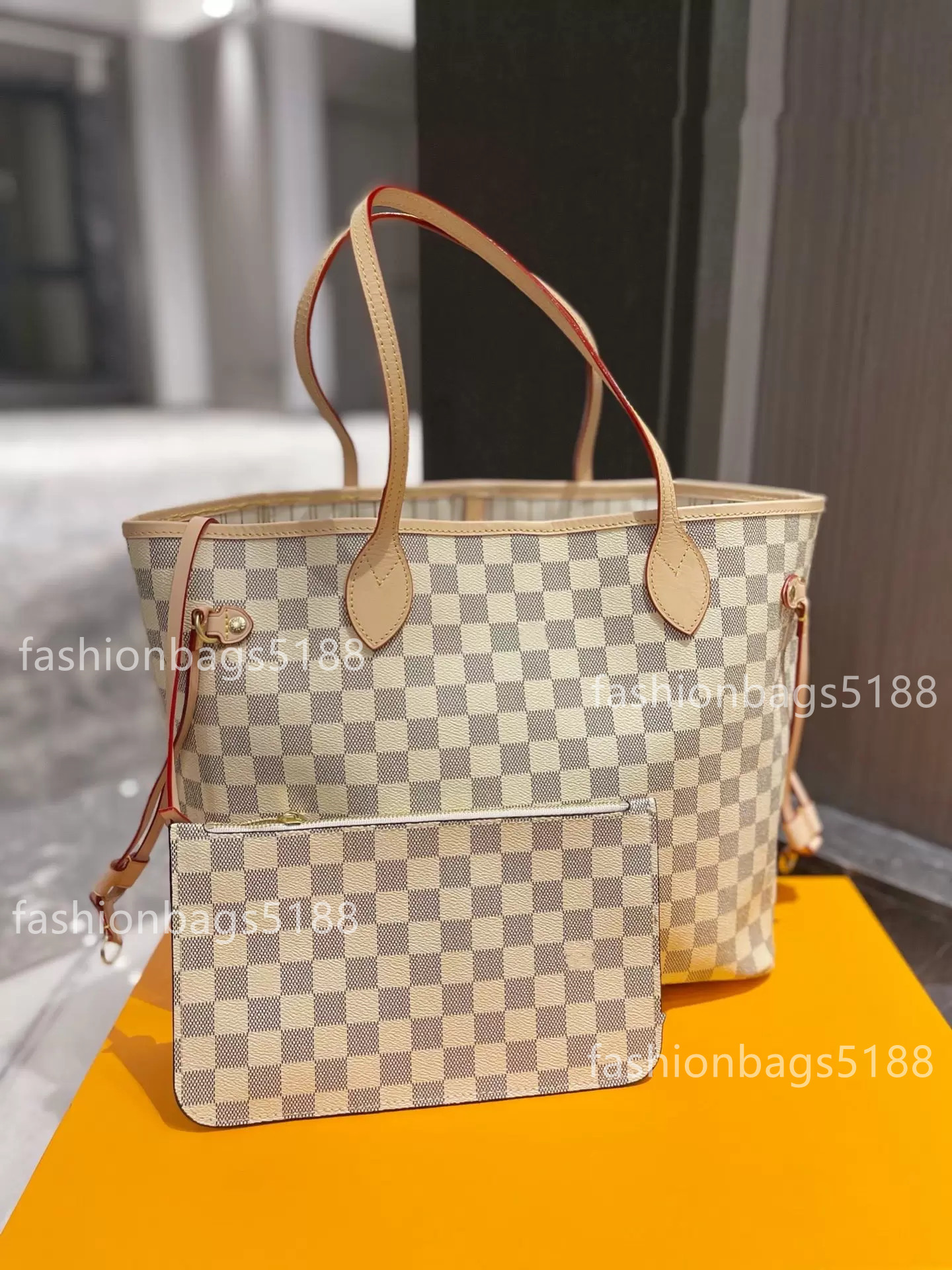 

2pcs set Top quality Women leather bag handbag ladies designer handbags lady clutch purse retro shoulder bags wallets GGs Louiseity Viutonity LVs YSLs