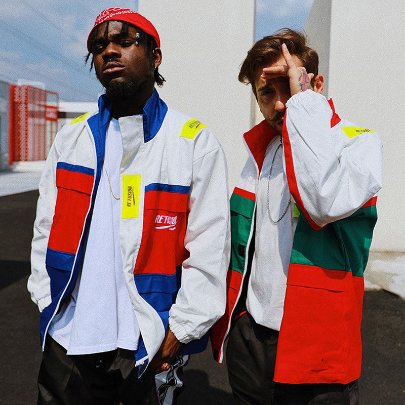 

2020 Men Reflective Color Hip Pop Spring Patchwork Zipper Jackets Coats Male Casual Fashion Loose Style Streetwear, Red