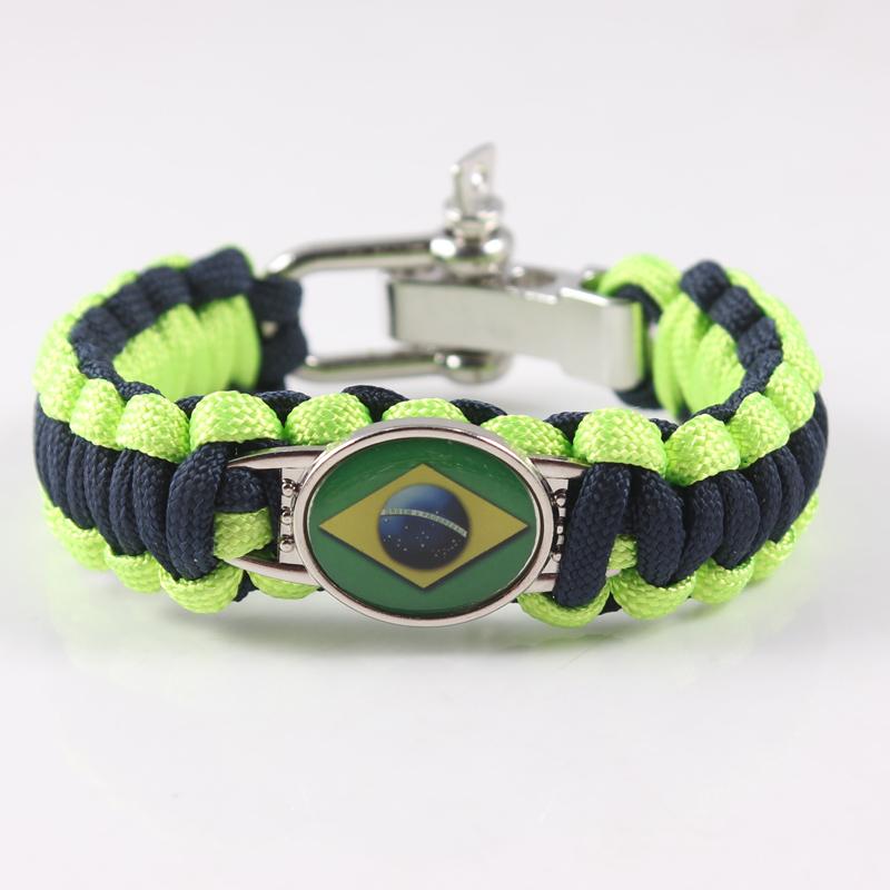 

Brazil Flag Paracord Bracelet Survival Charm Bracelets for Women Outdoor Camping Hiking Essential Articles