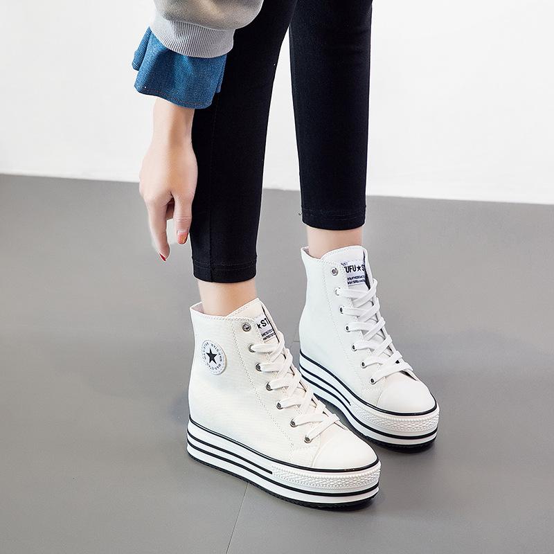 

Women Height Increasing Shoes White/Black/Navy/Red Lady Platform Ankle Boots Spring/Summer/Autumn/Winter Female Shoes Footwear