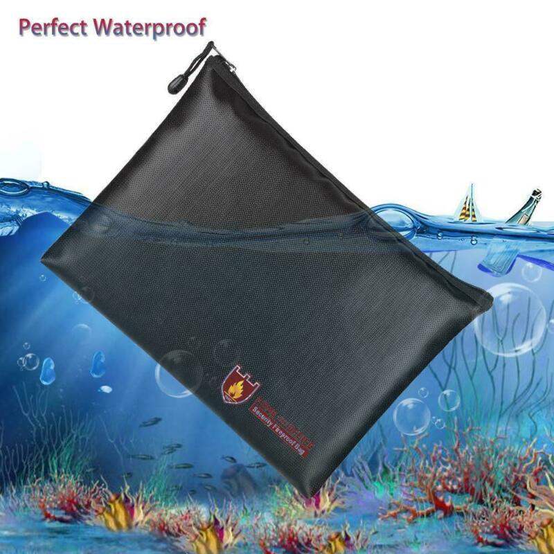 

HOT Waterproof Fireproof Document Bag Protection Cash Money File Passport Pouch Briefcase Envelope Home Office Supplies
