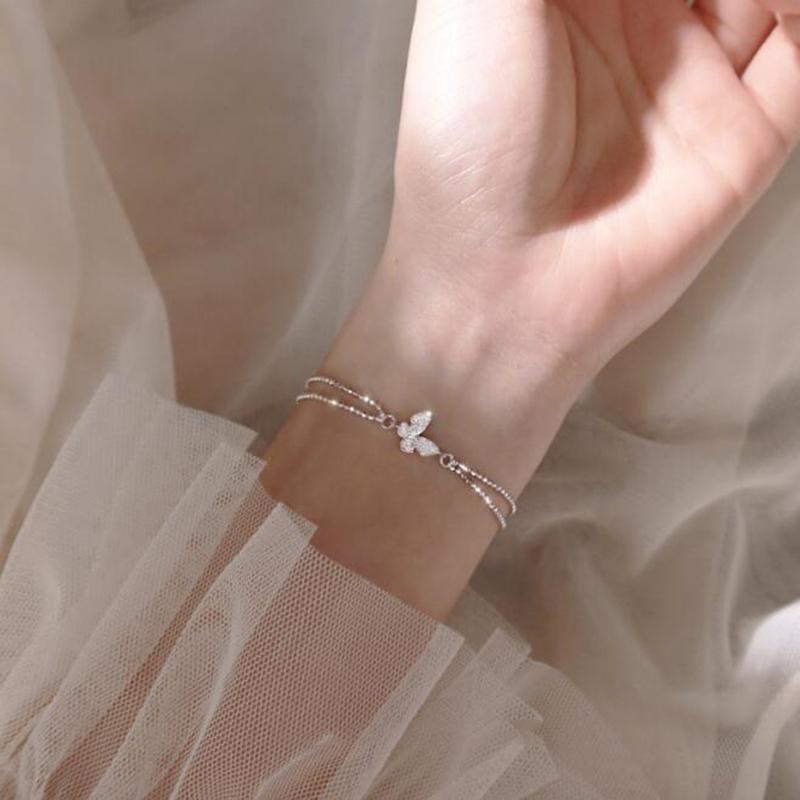 

Crystal Butterfly Charm Bracelet For Women Bracelet &Bangle Wedding Birthday Party Jewelry