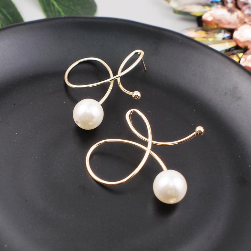 

Hot sale Lovely Gold Color Alloy Enamel Butterfly Bow Knot Imitate Pearl Stud Earrings For Women Girl Gift UKMOC1