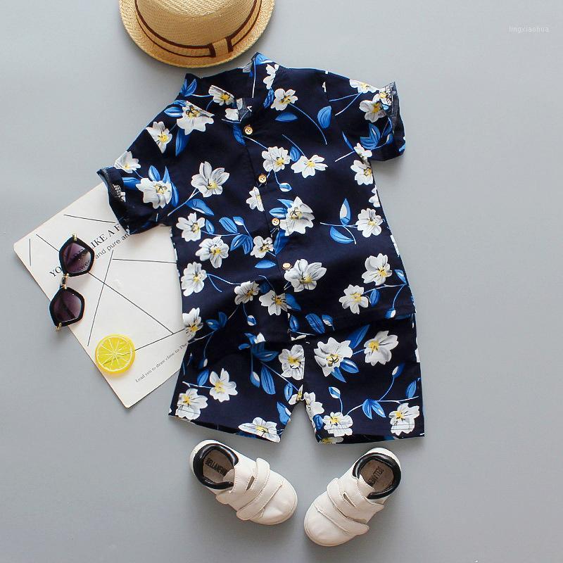 

2020 New Summer Shirt Short Sleeve Suit Travel Boy Flower Floral Pattern 0-4Y 2PCS Clothes Pants Suit Fashion1, 0043