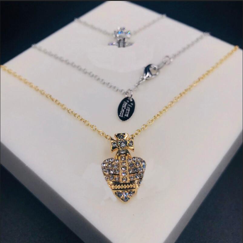 

New Women's Alloy Chain Necklace Rhinestone Rail Pendant Necklace Gift Party Fashion Jewelry Accessories High Quality, As pic
