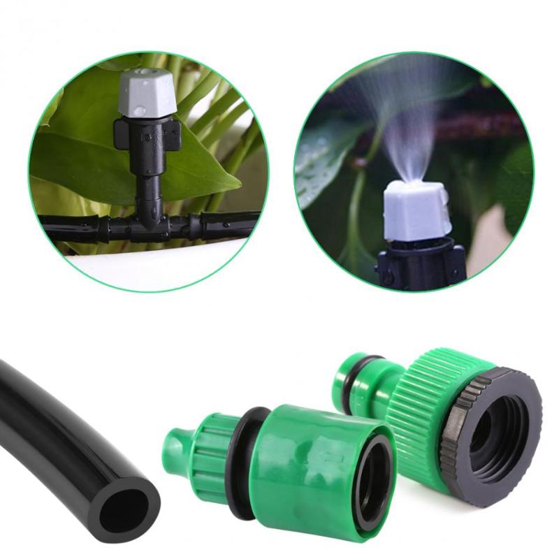 

15M/10M/5M Water Irrigation Misting Cooling System Hose Sprinkler Nozzle Garden Dripper Head Connector Irrigation Set