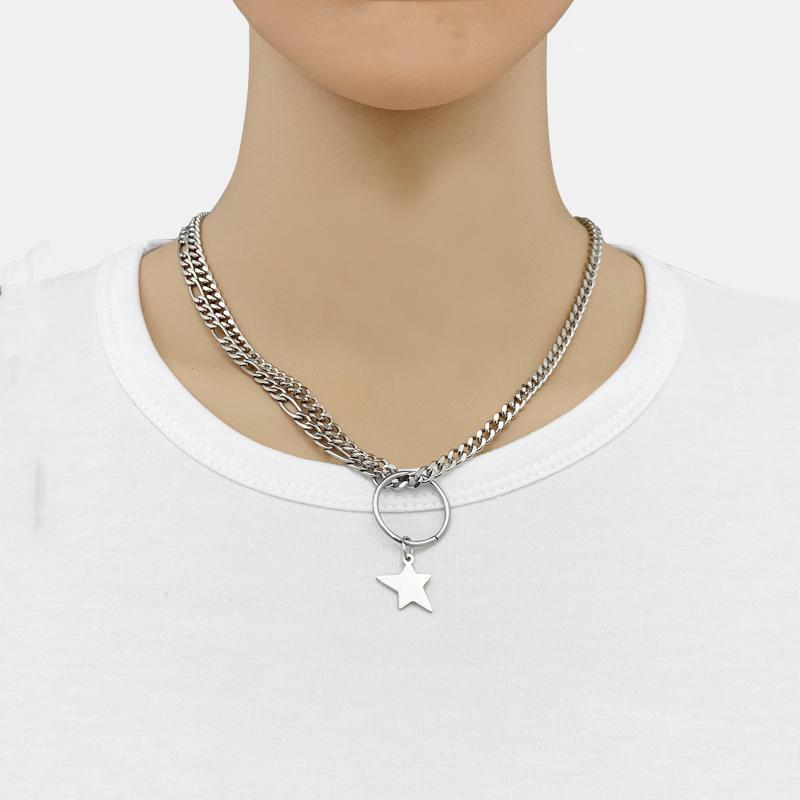 

Fashion titanium steel necklace female star multi-layer men and women street hip-hop necklace hot sale1