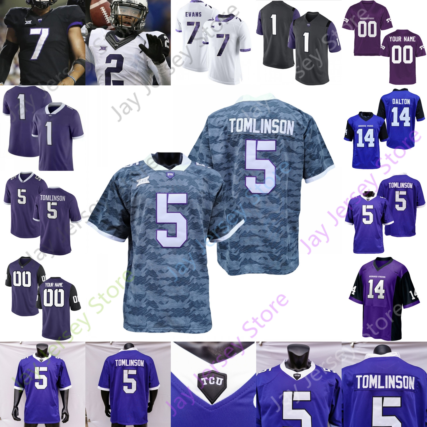

TCU Horned Frogs Football Jersey NCAA College Andy Dalton LaDainian Tomlinson Max Duggan Miller Hodge Brown Hudson Bailey Jackson Winters Newton Morris Demercado, White i