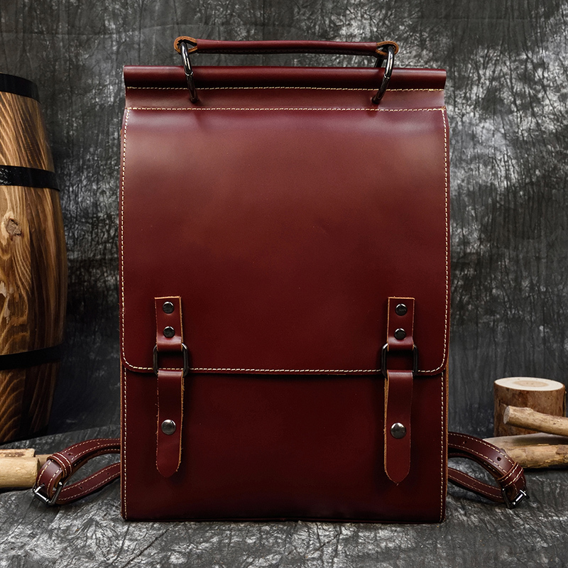 

High-fashion Maheu of women's genuine leather backpack daypack for the male female bagpack school bags dark brown