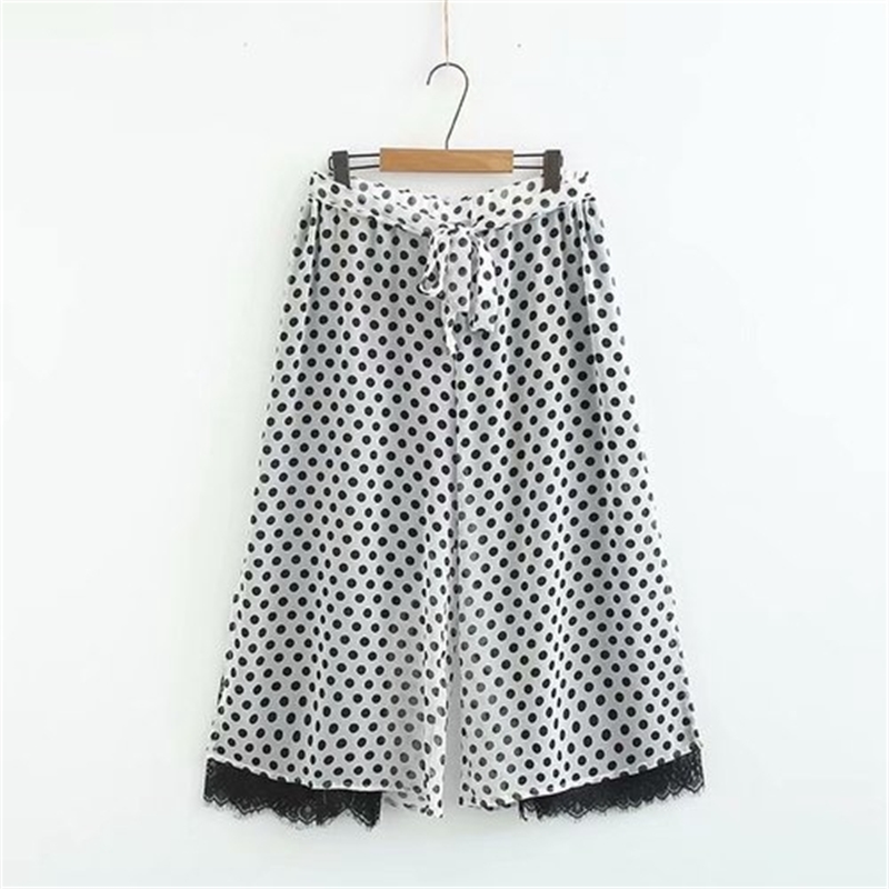 

Size 2xl-4xl Plus Black Chiffon Polka Dot Printed Leg Wide Pants Cut Lk00, White