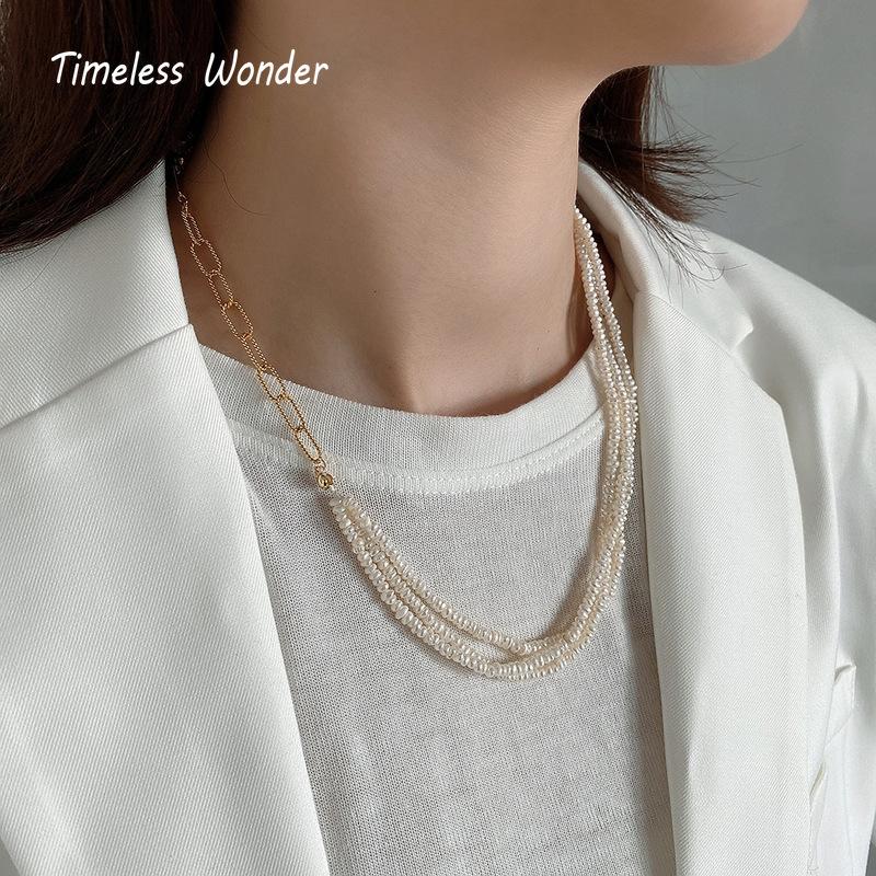 

Chokers Timeless Wonder 925 Sterling Sliver Glam Triple Natural Pearl Necklace Women Jewelry Goth Boho Gorgeous Gift Prom Statement 6633