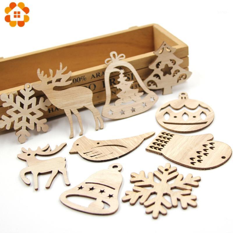 

10PCS DIY Christmas Snowflakes&Deer&Tree Wooden Pendant Ornaments For Christmas Party Xmas Tree Ornaments Kids Gifts Decorations1