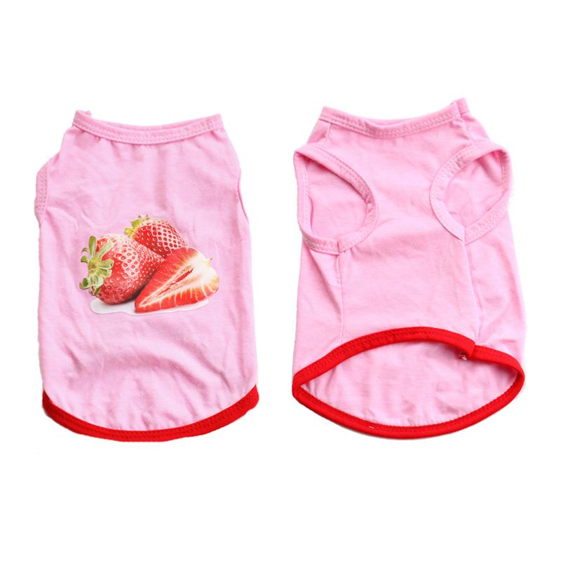 

Cute Strawberry Pattern Summer Dog Clothes Cotton Small Dog Vests Sweatshirt Breathable Outdoor Sporting Puppy Pets Vest T-shirt, Pink