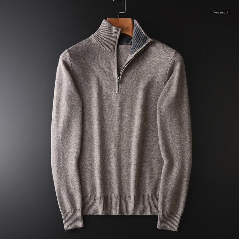

Cashmere Turtleneck Mens Sweater Luxury Solid Color Zipper Collar Sweaters Man Plus Size 4xl Slim Fit Thick Sweater Male1, As pic