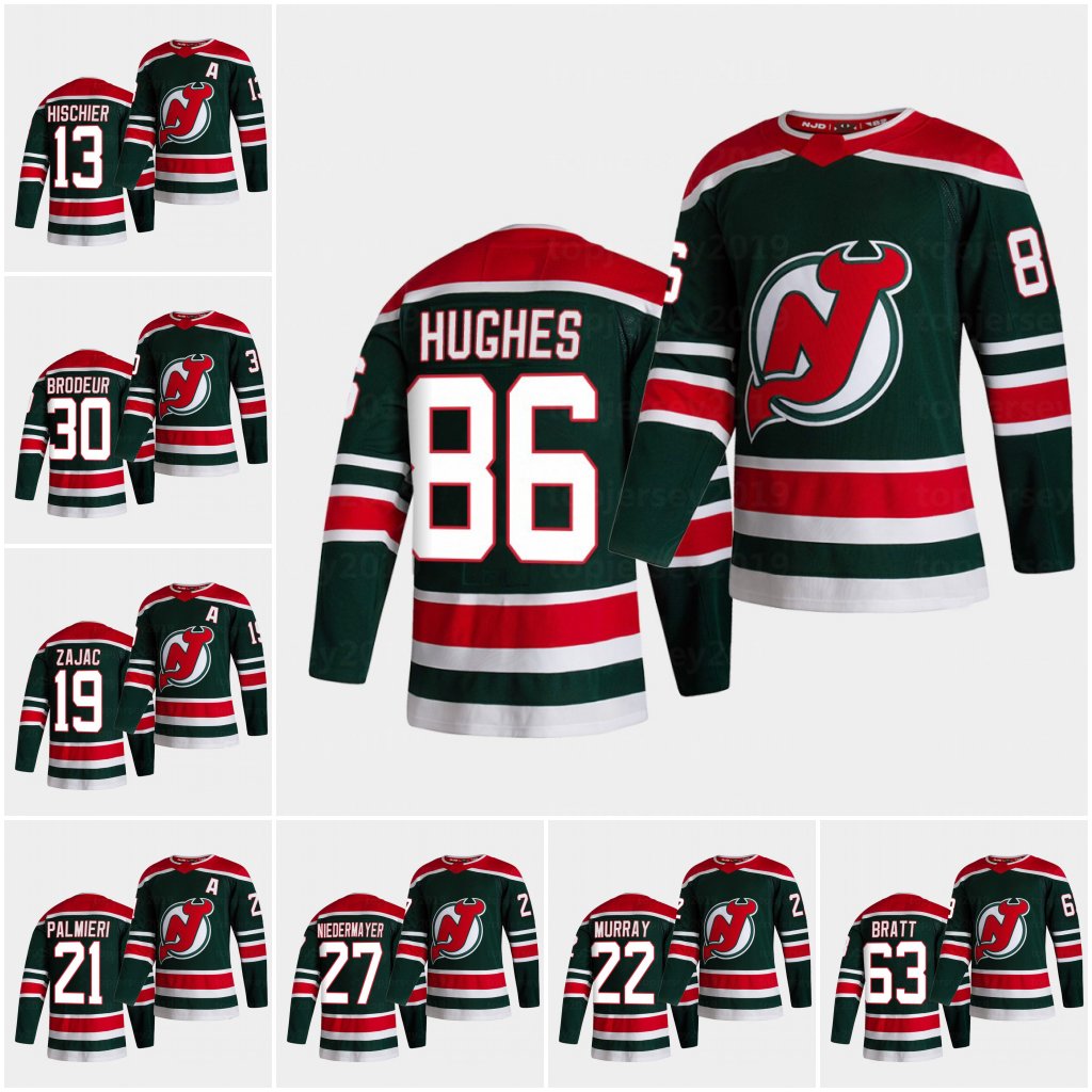 

13Nico Hischier Youth New Jersey Devil 2021Reverse Retro Jerseys Crawford Jack Hughes Gusev Subban Hayden Hischier Schneider Palmieri Greene, Woman 2021 reverse retro jersey