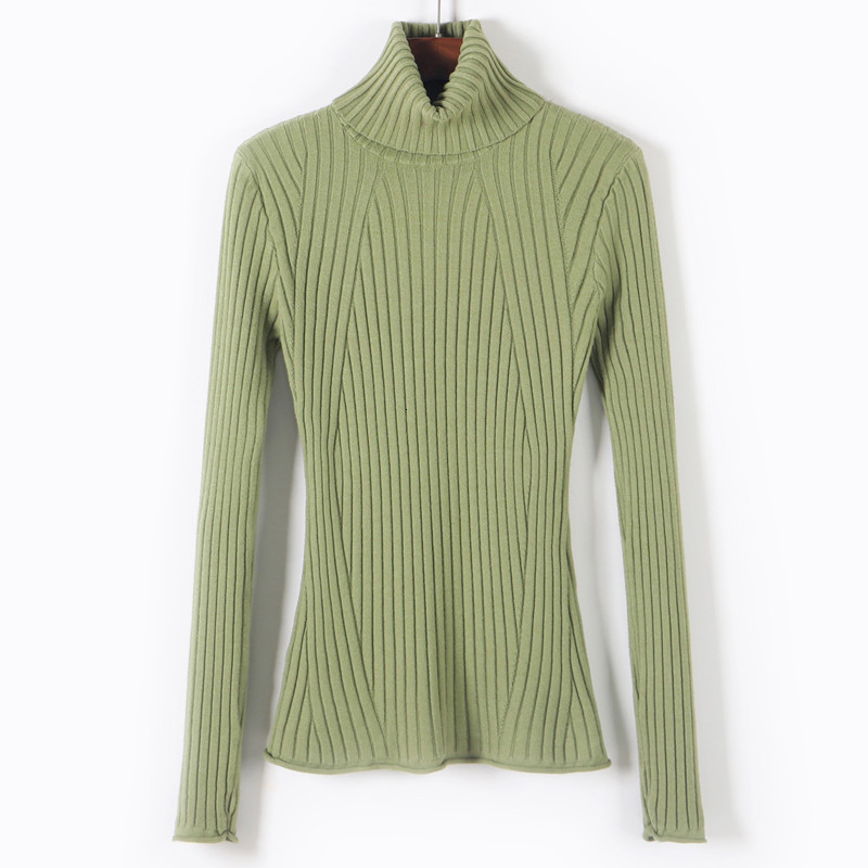 

2021 New Casual High Neck Spring Autumn Slim Sweater Pullovers Women Long Sleeve Basic Knit Top Female Turtleneck K96q, White