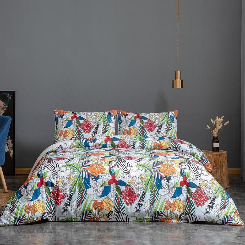 

2020 New Bedding set American Style Duvet Quilt Cover Pillowcases  Queen Size Flower High Quality, Color as picture2