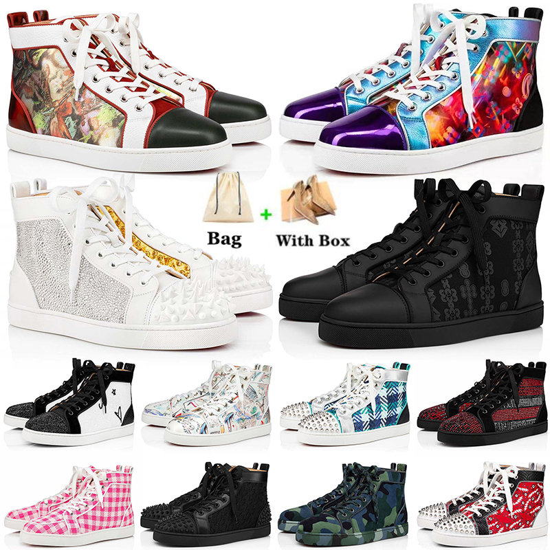 

With Box Luxury Loafers Red Bottom Designer Boot Shoes Platform Leather Sneakers Big Size Us 13 Junior Spikes Mens Womens Casual Black White Bottoms Flat Trainers, Item.7