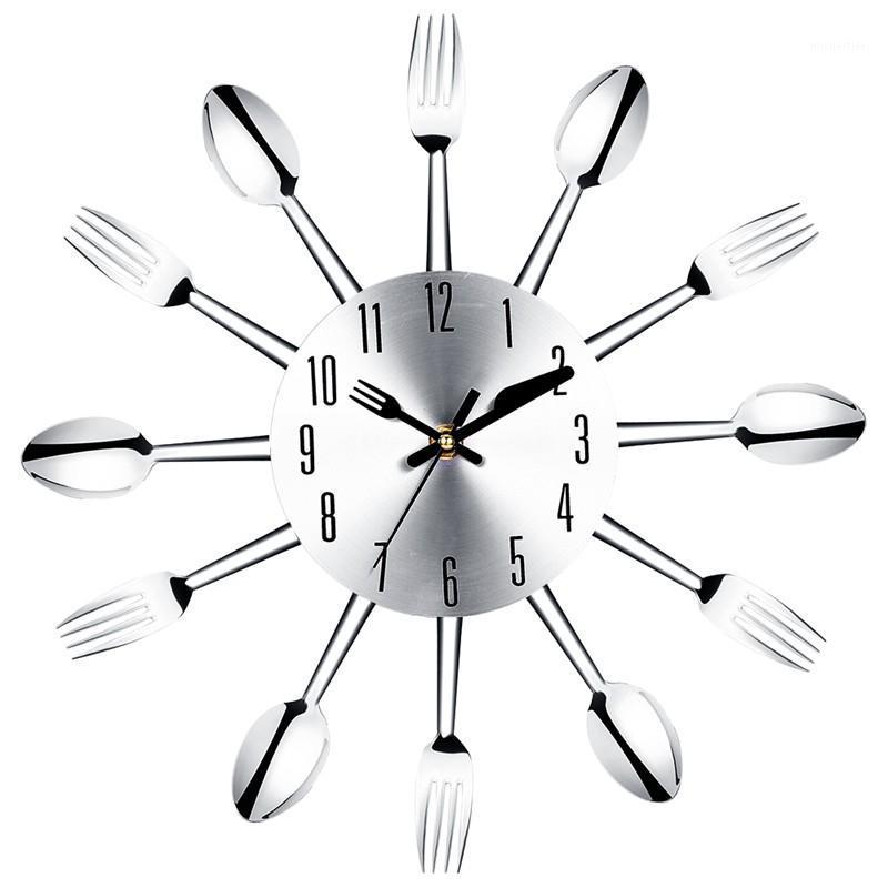 

Stainless steel knife and fork spoon kitchen restaurant wall clock Home Decoration1