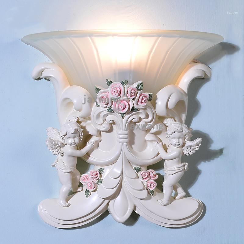 

Ins Hot Retro Wall Lamps Indoor White Wall Light Minimalist Art Mirror Light Interior with Angel Home Decoration E27 Sconce1