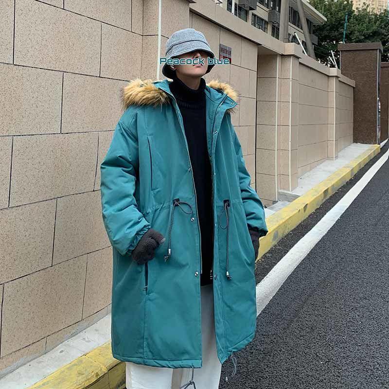 

Winter Men's Loose Long Hooded Waterproof Parkas In Warm Trench Coats Thickened Snow Jackets 2-color Cotton-padded Clothes -2XL, Black