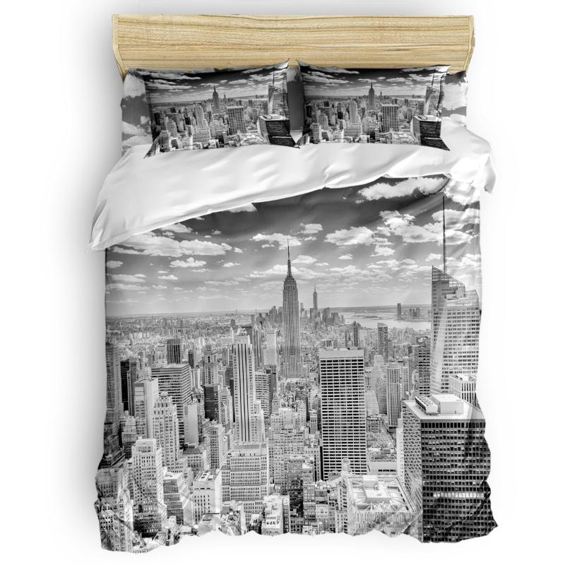 

Grey New York City Quilt Cover Bedding National Flag Day Quilted Duvet Set Quilt Bedding Set Thanksgiving Day California King, As pic