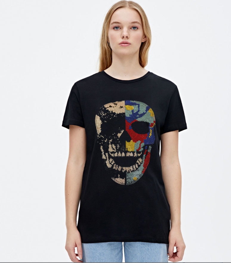 

Arrival New Hot Fashion Drill t Female Shirt Shirts Summer Short Sleeve Casual Tshirt Diamond Stone Fee4, The shown