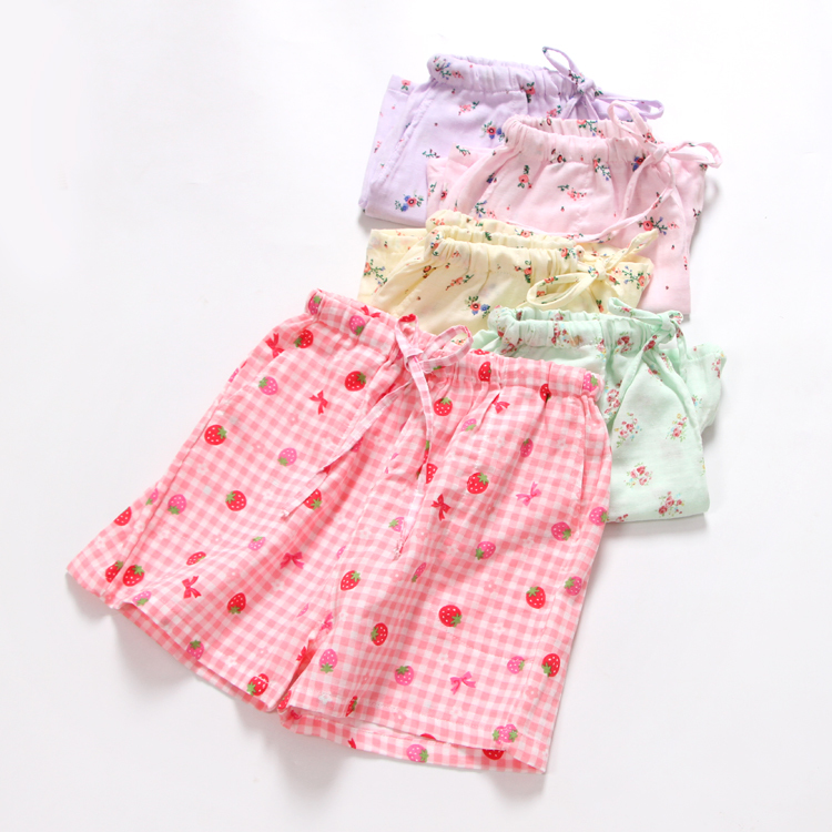 

Shorts Summer Fresh Woman Sleeps Soft Bottoms 100% Gauze Cotton Pajamas Pants Pyjamas Bu37, N shorts-10 pd