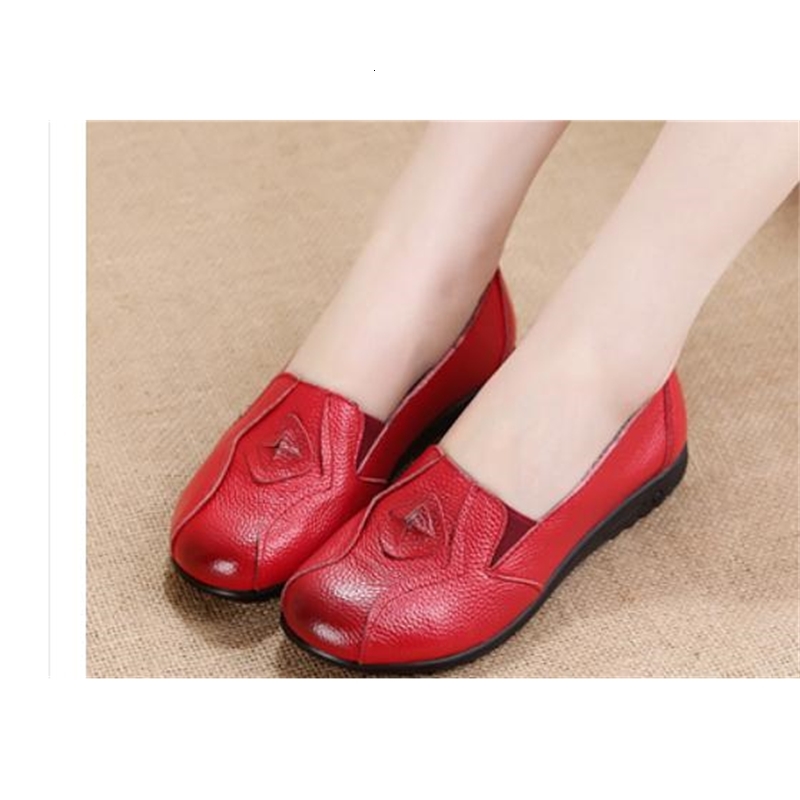 

2021 Women's Shoes in Spring and Autumn New Style Flat Bottom Round Head Shoes@3003 8T2D, Red
