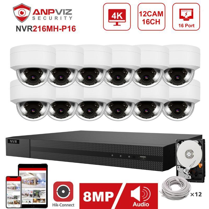 

Hikvision OEM 16CH 4K NVR Anpviz 8MP POE IP Camera 12pcs Indoor/Outdoor IP Camera CCTV Security Surveillance Kit IP66 30m P2P1