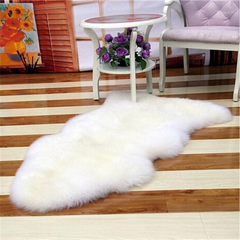

Sheepskin Chair Cover Warm Hairy Carpet Seat Pad Plain Skin Fur Plain Fluffy Area Rugs Washable Bedroom Faux Mat1, Rose red