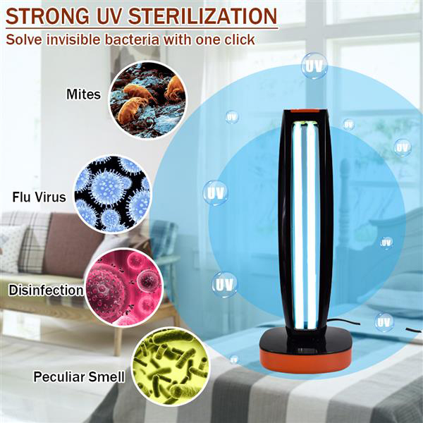 Indoor Lighting 38W 110V Wireless Remote Control Ultraviolet Sterilization Lamp Blue Light Power Cord 1.5 Meters Long Black Multifunctional light-image-626028274