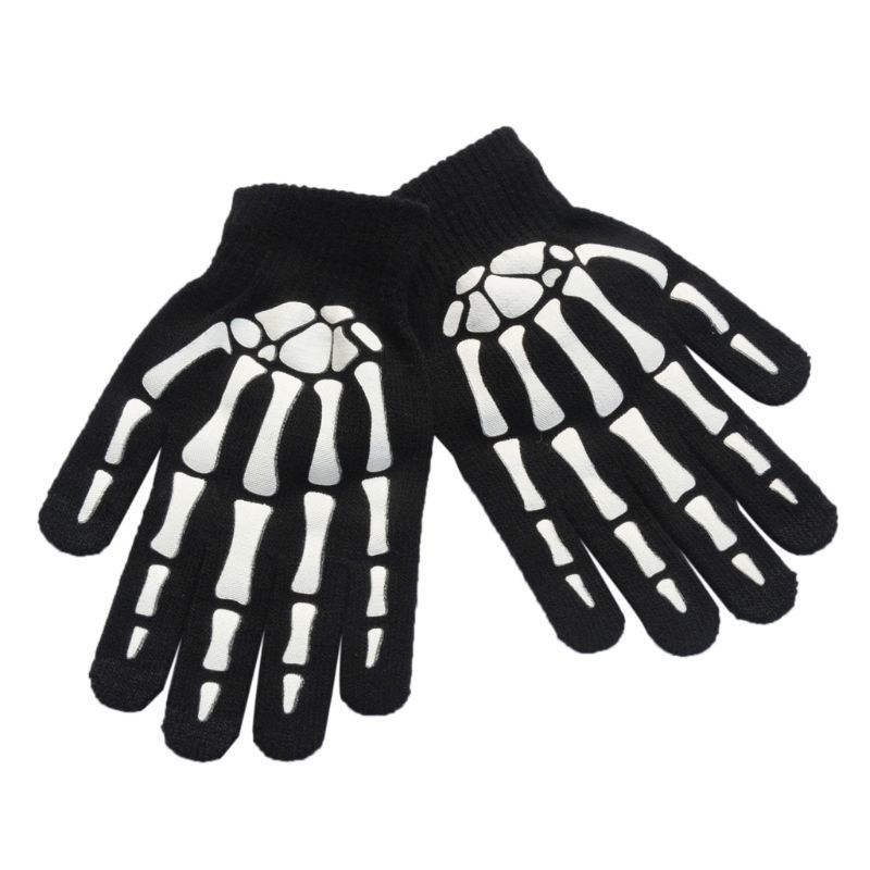 

Luxury-Unisex Adult Children Winter Cycling Full Fingered Gloves Halloween Horror Skull Claw Skeleton Anti-Skid Rubber Outdoor