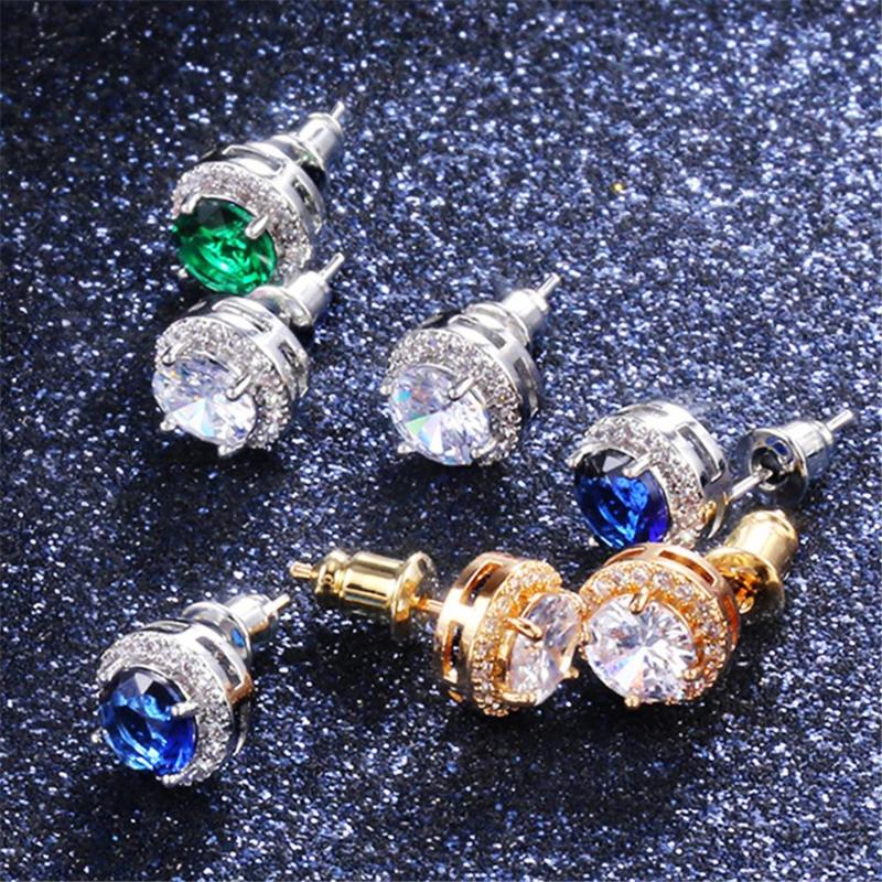 

Loredana Fashion Jewelry Cute Earrings For Women.Girl Gift White Romantic Transparent Zircon Round Claw Set Wedding Earrings